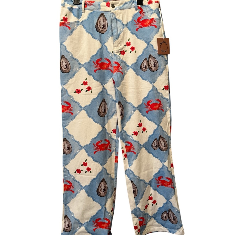 Crab and Oyster Print Women's Straight Leg Jeans